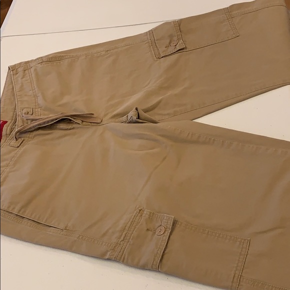 Khaki Cargo Pants w Draw-String Low Slouch Sz LG - Picture 5 of 8